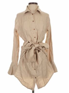 Pinch Beige Tie-Waist Shirt Dress